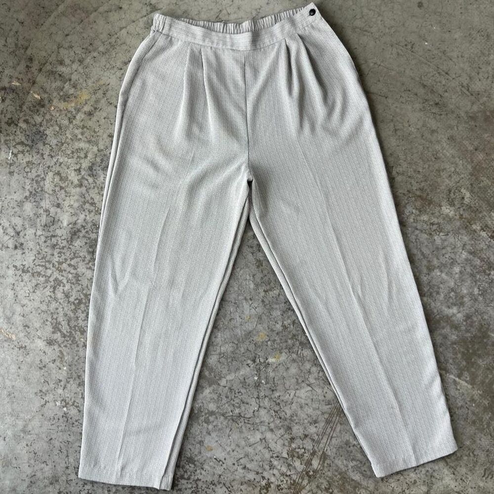 Vintage Alyssa Carr Tapered High Rise Pleated Pants Gray Micro-Pattern Size 14